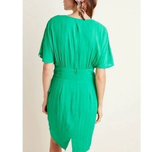 ⭐️Host Pick⭐️ Anthropologie Aryessa |  Kelly Dress Emerald Green Wrap - Picture 10 of 11